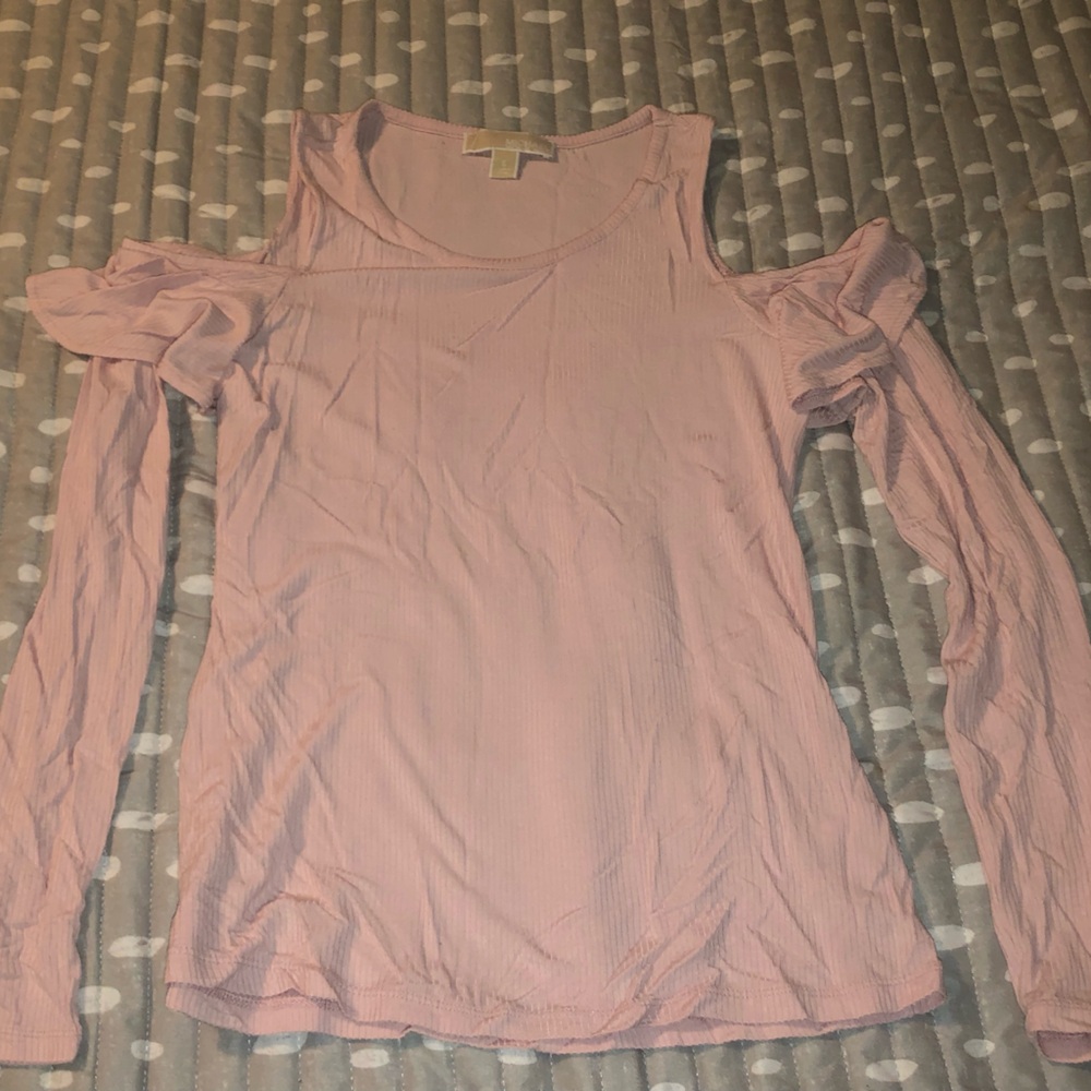 Michael Kors baby pink cold shoulder top